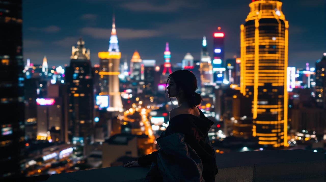 城市夜景女神壁纸 - 大图预览
